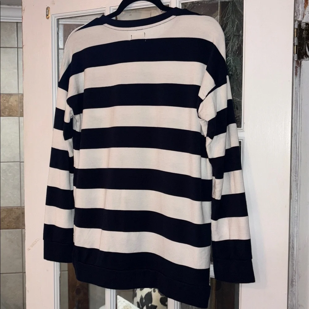 ⚓ Thread & Supply Navy & White Striped Oversized Sweater Small Coastal Nautical